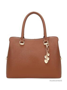 Women's Leather Top Handle Satchel Purse Structured Medium Shoulder Bag
